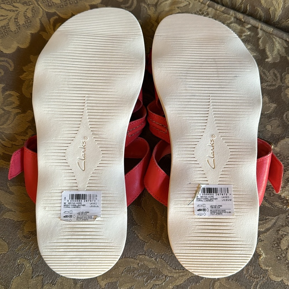 Clark’s BRYNN HOPE Coral Memory Foam sandals Women Sz 8.5 M - Picture 7 of 11